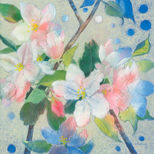 Loes Botman, Apple Blossom 2 (Wunschgröße, Malerei, Natur, Apfelbaum, Apfelblüten, Zweig, Blüten, Botanik, Pflanze, Schlafzimmer, Treppenhaus, bunt)