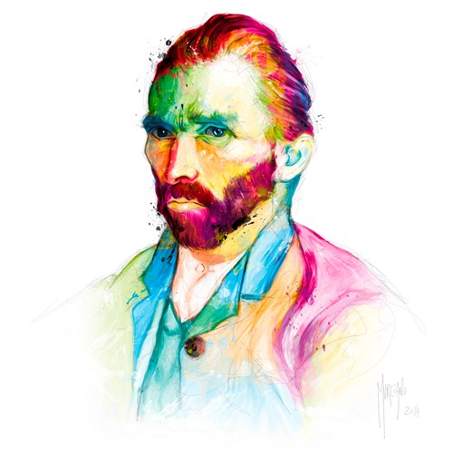 Patrice Murciano, van Gogh (Wunschgröße, Pop Art, Persönlichkeit,  Vincent van Gogh, Künstler, Portrait, Adaption, Leuchtfarben, Neon, Schrill, Modern, Malerei, Jugendzimmer, Wohnzimmer, Jugendzentrum, bunt)