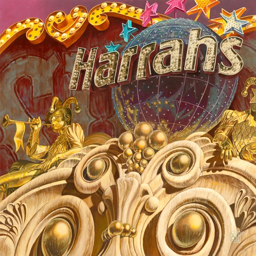 Didier van Sprengel, Harrah´s (Wunschgröße, Malerei, Modern, Pop Art, Leuchtreklame, Gamblin'Hall, Spielhalle, Spielhölle, Casino, Kasino, Werbetafel, Flash, Licht, leuchtend, Jugendzimmer, Wohnzimmer, bunt)