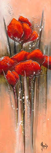 Jadis, Fleur de lune 4 (Modern, Malerei, Blumen, rote Blüten, leuchtend, Wohnzimmer, Büro, Arztpraxis, Wunschgröße, rot / rosa)