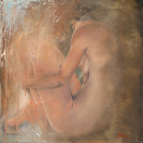 Pierre Mallo, Nude IV (Aktmalerei, nackte Frau, Erotik, modern, Schlafzimmer, zeitgenössisch, Wunschgröße, bunt)