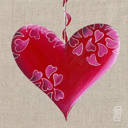 Francine Mellier, Kiss (Herz, Design, dekorativ, Kuss, Muster, Wunschgröße, Grafik, Schlafzimmer, Mädchenzimmer, bunt)