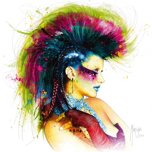 Patrice Murciano, Anarchy (Punk, Irokese, Portrait, Mädchen, Profil, Pop Art, Leuchtfarben, Neon, Schrill, Modern, Malerei, Jugendzimmer, Wohnzimmer, Jugendzentrum, Wunschgröße, bunt)