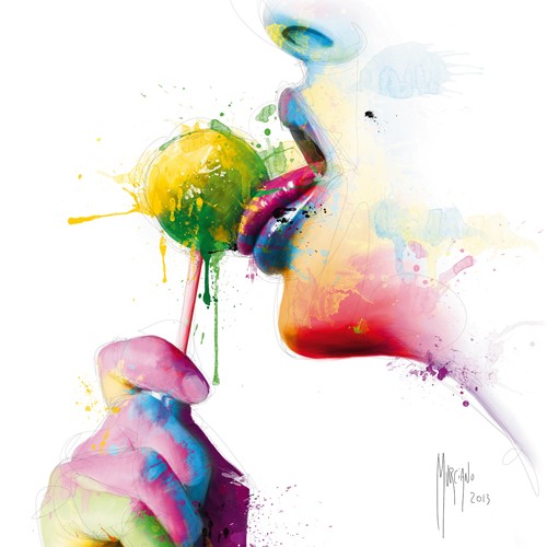 Patrice Murciano, Chupa (Pop Art, Erotik, Sinnlichkeit, Mund, Lippen, Dauerlutscher, Lutscher, Punk, Leuchtfarben, Neon, Schrill, Modern, Malerei, Jugendzimmer, Wohnzimmer, Jugendzentrum, Wunschgröße, pink)