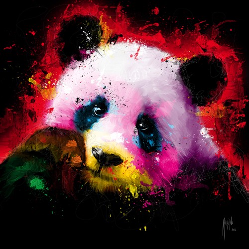Patrice Murciano, Panda Pop (Pop Art, Bär, Panda, nachdenklich, niedlich, Leuchtfarben, Neon, Schrill, Modern, Malerei, Jugendzimmer, Wohnzimmer, Jugendzentrum, bunt)
