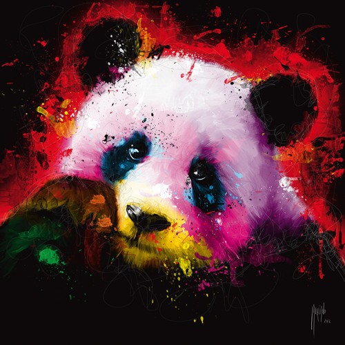 Patrice Murciano, Panda Pop (Pop Art, Bär, Panda, nachdenklich, niedlich, Leuchtfarben, Neon, Schrill, Modern, Malerei, Jugendzimmer, Wohnzimmer, Jugendzentrum, bunt)