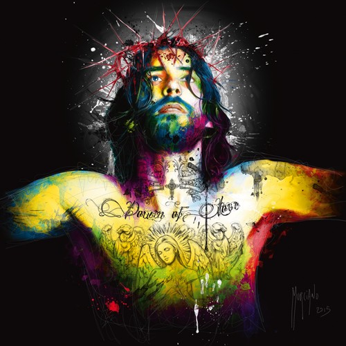 Patrice Murciano, Requiem for Love (Pop Art, Persönlichkeit, Jesus, Kreuzigung, Dornenkrone, Schädel, Punk,  Leuchtfarben, Neon, Schrill, Modern, Malerei, Jugendzimmer, Wohnzimmer, bunt)