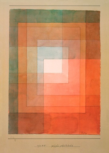 Paul Klee, Polyphon gefasstes Weiss 1930 (Malerei, Konstruktivismus, geometrische Formen, Rechtecke, transparent, Farbflächen, Klassische Moderne,  Wohnzimmer, Arztpraxis, Büro, Business, bunt)