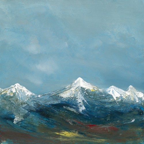 Jacques Lamotte, Montagne II (Landschaft, Berge, Gebirge, Schneegipfel,Wohnzimmer, Treppenhaus, Wunschgröße, Malerei, bunt)