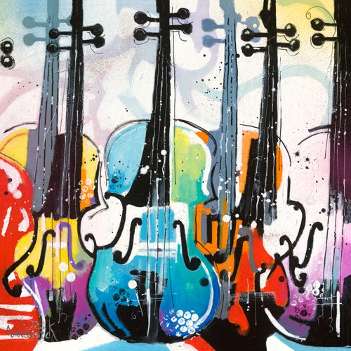 Patrick Cornée, Variation for Violin II (Musik, Instrumente, Violinen, pop art, Jugendzimmer, Wohnzimmer, Musikzimmer, Treppenhaus, Wunschgröße, modern, bunt)