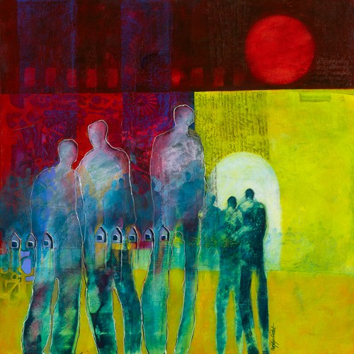 Marjolijn van Ginkel, Markers (Malerei, Moderne, Dekorativ, Figurativ, Menschen, Personen, Abstrakt, Farbfelder, Wohnzimmer, Büro, Wunschgröße, bunt)