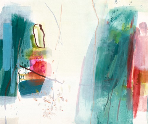 Jenny Schäfer, Durchbruch (Abstrakte Kunst, abstrakte Malerei, Farbflächen, Wischspuren, Muster, Wunschgröße, Wohnzimmer, Treppenhaus, Büro, bunt)