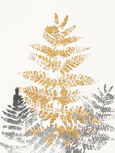 SARA Design, Blattgold II (Pflanze, Farn, Blatt, Abdruck, dekorativ, floral, Schlafzimmer, Treppenhaus, Wohnzimmer, silber/gold)