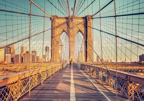 Matthias Haker, Brooklyn Bridge (Brücke, Wahrzeichen, New York, Metropole, Architektur, Städte, Fotokunst, Wunschgröße, Modern, Wohnzimmer, Treppenhaus, Büro, bunt)