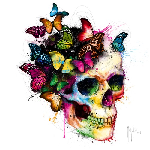 Patrice Murciano, Les couleurs de l´âme II (Skull, Torenkopf, Schädel, Punk,Schmetterlinge, flower power, Frisur, Kopfbedeckung, Pop Art, Leuchtfarben, Neon, Schrill, Modern, Malerei, Jugendzimmer, Wohnzimmer, Wunschgröße, bunt)