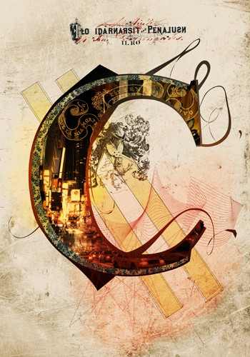 André Sanchez, Letter C (Buchstabe, Typografie, florale Ornamente, Architektur, Fotokunst, Augenarztpraxis, Wohnzimmer, Treppenhaus, Grafik, Wunschgröße, bunt)