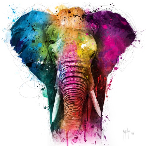 Patrice Murciano, Africa Pop (Pop Art, Elefant, Großwild, Tier, Tierportrait,  Leuchtfarben, Neon, Schrill, Modern, Malerei, Jugendzimmer, Wohnzimmer, Jugendzentrum, bunt)