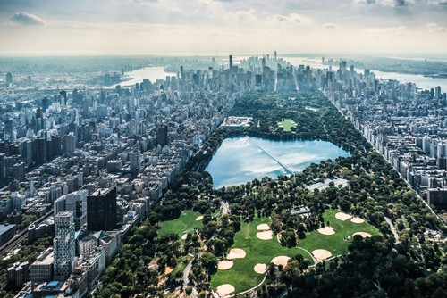 Sandrine Mulas, New York Central Park (Metropole, Städte, USA, Fotokunst, Park, Central Park,  Skyline, Vogelperspektive, Panorama, Aussicht, modern, mondän, Treppenhaus, Wohnzimmer, Wunschgröße, bunt)