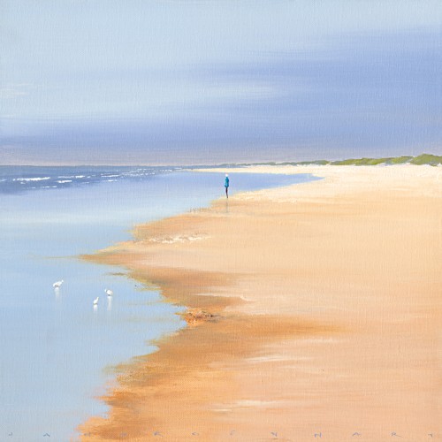 Jan Groenhart, Light on the Sand (Meer, Sommer, Strand, Spaziergang, Einsamkeit, Leere, Meeresbrise, Wohnzimmer, Treppenhaus, zeitgenössisch, Malerei, Wunschgröße, Malerei, bunt)