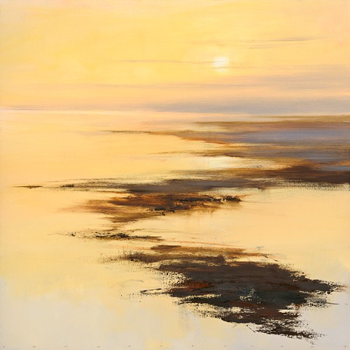 Jan Groenhart, November on Terschelling (Meer, Herbst, Sonnenuntergang, Strand, Horizont, Einsamkeit, Leere, Meeresbrise, Wohnzimmer, Treppenhaus, zeitgenössisch, Malerei, Wunschgröße, bunt)