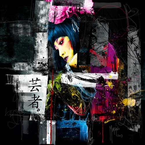 Patrice Murciano, Tokyo (Asiatin, Japanerin, abstrakter Hintergrund, Pop Art, Neon, Schrill, Modern, Malerei, Jugendzimmer, Wohnzimmer, bunt)