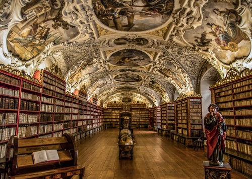 Ronin, Beautiful old Library (Architektur, Interieur, Bücherei, Bibliothek, Saal, historisch, feudal, Stuck, Deckenmalerei, Wohnzimmer, Wunschgröße, Fotografie)