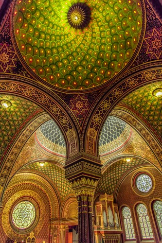 Ronin, Colourful Synagoge II (Architektur, Interieur, Decke, Bögen, Säulen, orientalische Ornamente, prächtig, Judentum, Wohnzimmer, Wunschgröße, Fotokunst,)