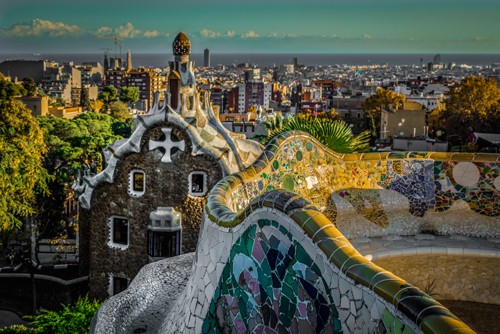 Ronin, Colourful Barcelona (Barcelona, Metropole, Antoni Gaudi, Parco Guell, Architektur, Modernisme,   Panorama, Treppenhaus, Wohnzimmer, Wunschgröße, Fotokunst, bunt)