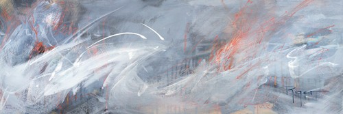 Sue Riger, Waves (Wellen, Wasser, Meer, abstrahiert, Abstrakte Malerei, Dynamik, Bewegung, modern, zeitgenössische Malerei, Wunschgröße, Wohnzimmer, Büro, Business, weiß/bunt)