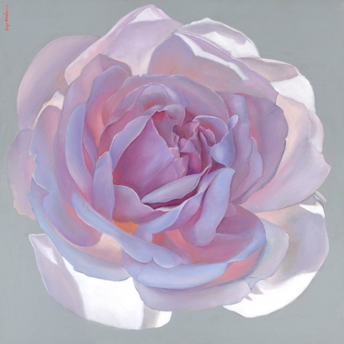 Enzo Montana, Glory of Love (Rose, Blüte, Blütenblätter, zart, transparent, naturalistisch, Malerei, Wunschgröße, Treppenhaus, Schlafzimmer, rosa)