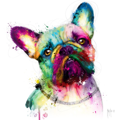 Patrice Murciano, Bully (Pop Art, Hund, Bulldogge, Tierportrait, Tier, aufmerksam, Leuchtfarben, Neon, Schrill, Modern, Wunschgröße, Malerei, Jugendzimmer, Wohnzimmer, bunt)