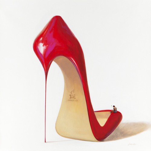 Gabrielle, Amor`s Dream III (Schuh, High Heel, Pumps, Schütze, Amor, Liebesbote, Mensch, modern, Schlafzimmer, Jugendzimmer, rot/weiß)