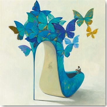 Gabrielle, Cherchez la femme (Schuh, High Heel, Pumps, Schmetterlinge, Frau, kleiner Mensch, modern,  Schlafzimmer, Wohnzimmer, Jugendzimmer, blau/bunt)
