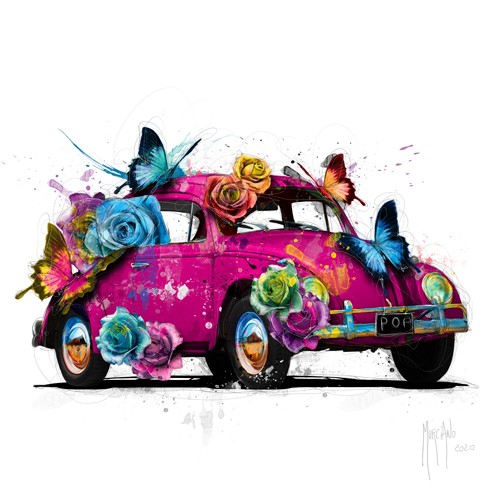 Patrice Murciano, POPcinelle Pink (Pop-Art, VW-Käfer, Kult, Auto, Punk,  Leuchtfarben, Neon, Schrill, Modern, Malerei, Jugendzimmer, Wohnzimmer, Wunschgröße, bunt)