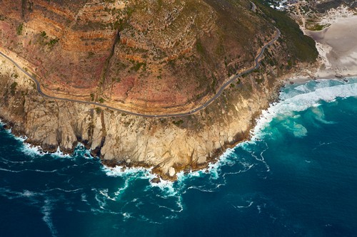 Peter Hillert, Chapman´s Peak (Kap-Halbinsel, Meer, Luftbild, Vogelperspektive, Küstenstraße, Südafrika, Fotografie, Wohnzimmer, Treppenhaus, Wunschgröße, bunt)