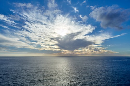 Peter Hillert, Sunset II (Sonnenuntergang, Himmel, Meer, Horizont, Meeresbrise, Stimmung, Wolken, Fotografie, Wunschgröße, Wohnzimmer, Arztpraxis)