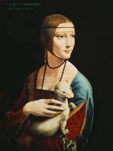 Leonardo da Vinci, Die Dame mit dem Hermelin (Dame, Frau, Hermelin, Tier, Portrait, Renaissance, Klassiker, Malerei, Wunschgröße, Wohnzimmer,)