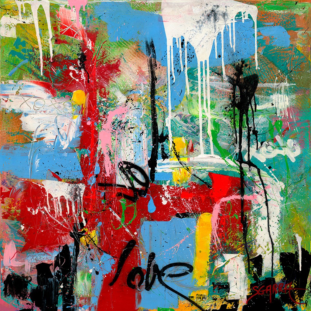 Robert Sgarra, Abstrait III (Abstrakt, abstrakte Malerei, dynamisch, wild, Linien, Pinselstriche, laufende Farbtropfen, modern, Wunschgröße, Wohnzimmer, Büro, Business)