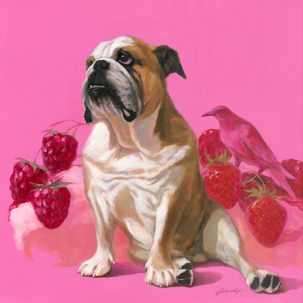 Gabrielle, Montpensier N°6 (Beeren, Erdbeeren, Himbeeren, Sahne, Bulldogge, Vogel,falsche Dimensionen, Wunschgröße, modern, Küche, Esszimmer, Gastronomie, Jugendzimmer, rosa/pink)