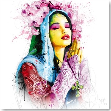 Patrice Murciano, Faith (Pop Art,Frau, Schönheit, Betende, Gebet, Punk, Leuchtfarben, Neon, Schrill, Modern, Malerei, Adaption, Jugendzimmer, Wohnzimmer, Jugendzentrum, Wunschgröße, bunt)