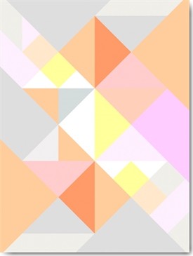 SARA Design, Zartgelb lugt (Abstrakte Kunst, Geometrie, geomtrische Formen, Muster, Dreiecke, konstruktiv, Wohnzimmer, Büro, Business, pastell, zeitgenössisch, Wunschgröße, bunt)