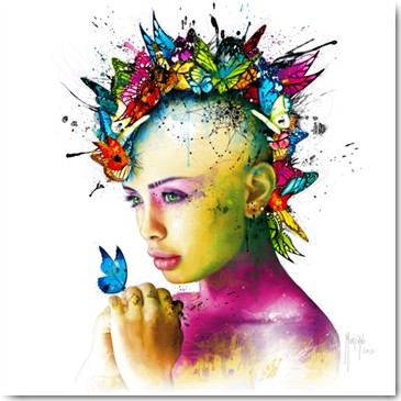 Patrice Murciano, Power of Love (Punk, Blumen, Schmetterlinge, flower power, Irokese, Portrait, Mädchen, Profil, Pop Art, Leuchtfarben, Neon, Schrill, Modern, Malerei, Jugendzimmer, Wohnzimmer, Jugendzentrum, Wunschgröße, bunt)