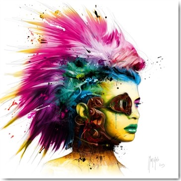 Patrice Murciano, Cyber Punk 2 (Punk, Cyber punk, Irokese, Portrait, Mädchen, Profil, Pop Art, Leuchtfarben, Neon, Schrill, Modern, Malerei, Jugendzimmer, Wohnzimmer, Jugendzentrum, Wunschgröße, bunt)