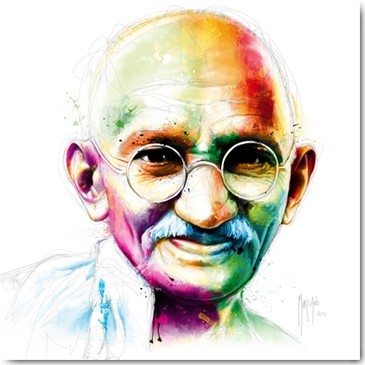 Patrice Murciano, Gandhi - I m Love (Pop Art, Ghandi, Indien, Pazifist, Leuchtfarben, Neon, Schrill, Modern, Malerei, Adaption, Jugendzimmer, Wohnzimmer, Jugendzentrum, bunt, Persönlichkeiten, Wunschgröße,)