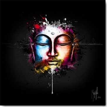 Patrice Murciano, Zen Pop (Kopf, Portrait, Gesicht, Zen Buddhismus, Buddha, Pop Art, Persönlichkeit, Punk,  Leuchtfarben, Neon, Schrill, Modern, Malerei, Jugendzimmer, Wohnzimmer, Wunschgröße, bunt)