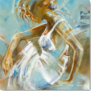Kitty Meijering, Ocean Breeze I (Junge Frau, Anmut, Sommer, verträumt, figurativ, Meeresbrise, Wohnzimmer, Schlafzimmer, Jugendzimmer, Wunschgröße, bunt)