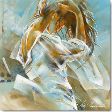 Kitty Meijering, Ocean Breeze II (Junge Frau, Anmut, Sommer, verträumt, figurativ, Meeresbrise, Wohnzimmer, Schlafzimmer, Jugendzimmer,  bunt)