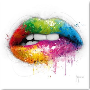Patrice Murciano, Lipstick (Pop Art, Erotik, Punk, Mund, Lippen, Kuss, Sexy, sinnlich, Leuchtfarben, Neon, Schrill, Modern, Malerei, Jugendzimmer, Wohnzimmer, Jugendzentrum, bunt)
