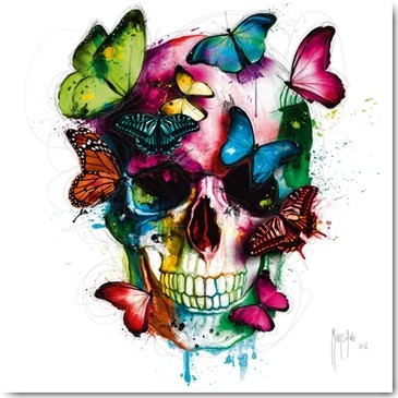 Patrice Murciano, Les couleurs de l´âme I (Skull, Torenkopf, Schädel, Punk,Schmetterlinge, flower power, Frisur, Kopfbedeckung, Pop Art, Leuchtfarben, Neon, Schrill, Modern, Malerei, Jugendzimmer, Wohnzimmer, Wunschgröße, bunt)