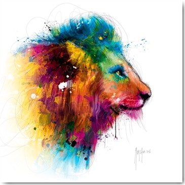 Patrice Murciano, Jungle´s King (Pop Art, Löwe, Tierportrait, Profil, Mähne, Leuchtfarben, Neon, Schrill, Modern, Malerei, Jugendzimmer, Wohnzimmer, Jugendzentrum, bunt)